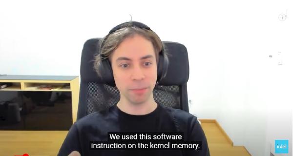 A frame from the broadcast showing Daniel Gruss talking during the live stream.