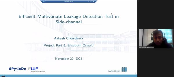 The first slide of Aakash Chowdhury's presentation, and he as the speaker in the Zoom meeting