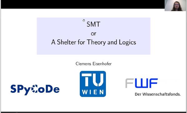 The first slide of Clemens Eisenhofer's presentation, and he as the speaker in the Zoom meeting