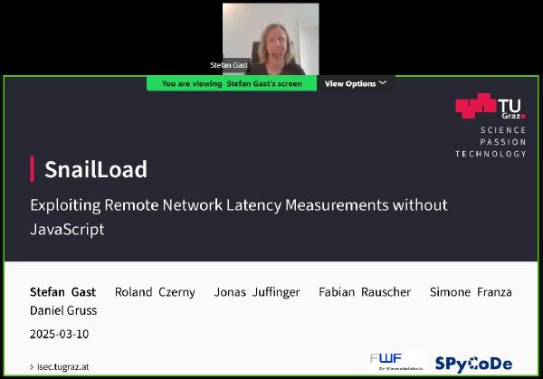 A screenshot from an online presentation displays the first slide, with the presenter, Stefan Gast, visible in a small video window at the top right corner, appearing to speak